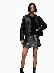 AllSaints Black Chrome Dalby Biker Jacket - Image 5 of 8
