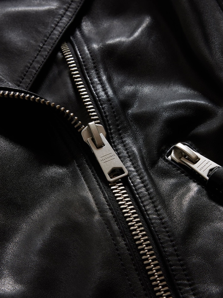 AllSaints Black Chrome Dalby Biker Jacket - Image 7 of 8