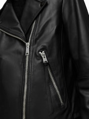 AllSaints Black Chrome Dalby Biker Jacket - Image 8 of 8