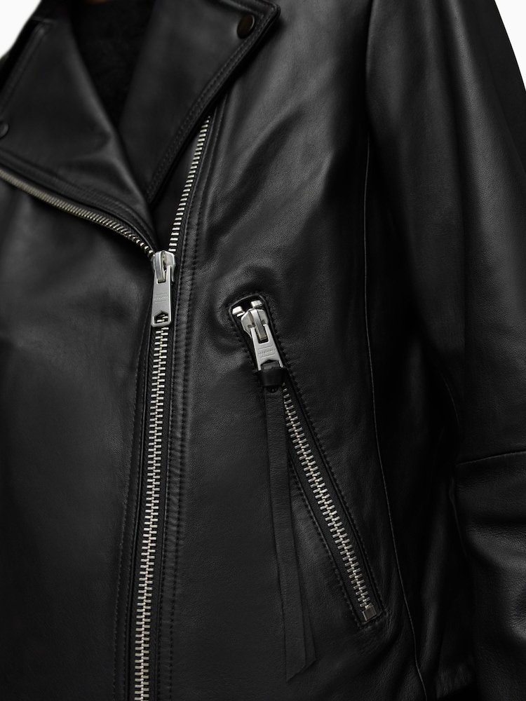 AllSaints Black Chrome Dalby Biker Jacket - Image 8 of 8