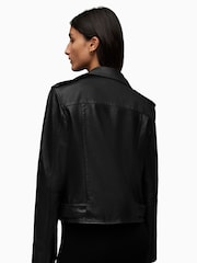 AllSaints Black Golden Balfern Biker Jacket - Image 2 of 9