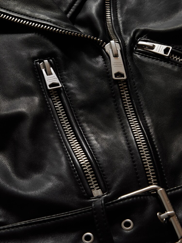 Schwarz/Gold - Allsaints Balfern Bikerjacke - Bild 11 von 11