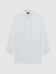 Reiss White Julia Oversized Button-Through Cotton Shirt - Image 2 of 6