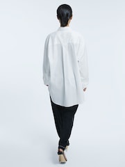 Reiss White Julia Oversized Button-Through Cotton Shirt - Image 5 of 6