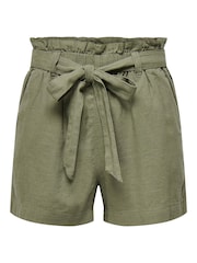 JDY Green Linen Mix Tie Waist Shorts - Image 5 of 6