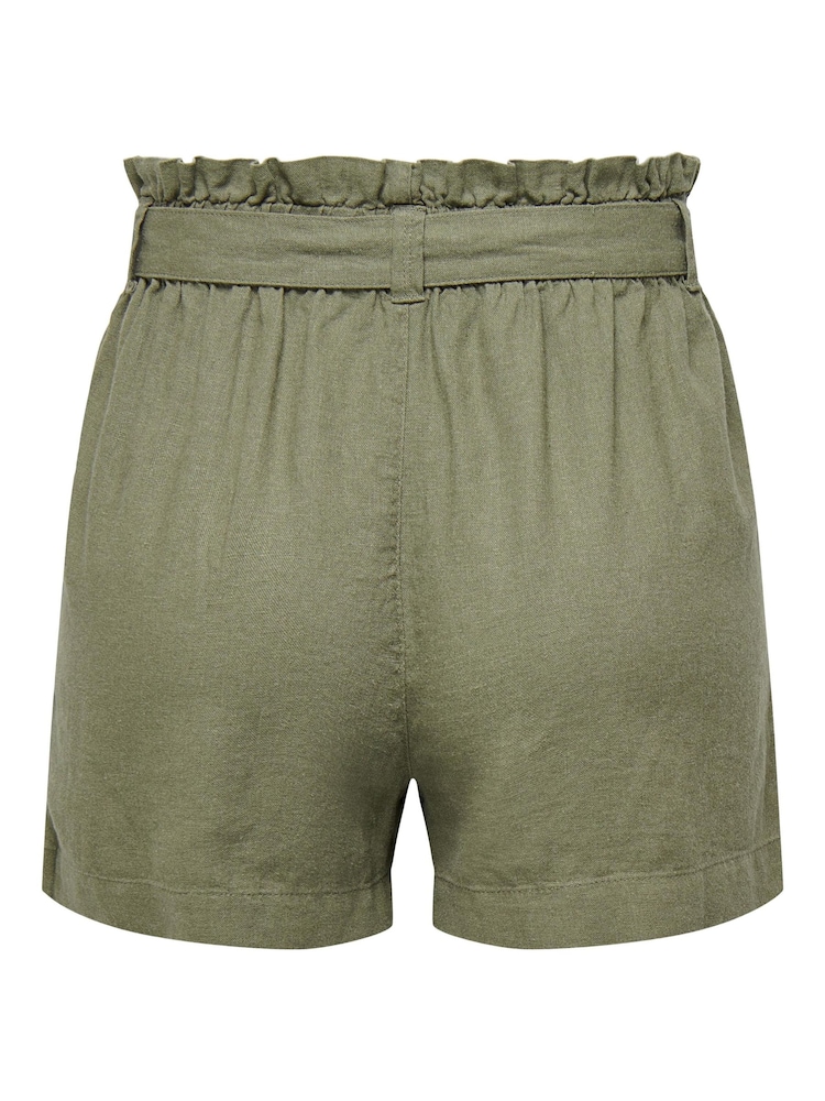 JDY Green Linen Mix Tie Waist Shorts - Image 6 of 6