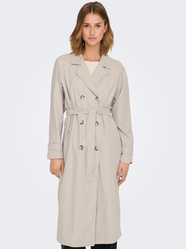 JDY Grey Long Trench Coat - Image 1 of 5
