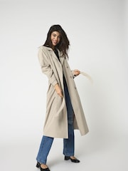 JDY Grey Long Trench Coat - Image 4 of 8