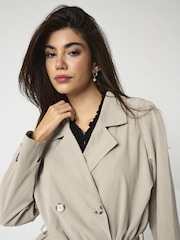 JDY Grey Long Trench Coat - Image 3 of 5