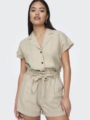 JDY Cream Linen Mix Tie Waist Shorts - Image 3 of 6