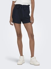 JDY Blue Linen Mix Tie Waist Shorts - Image 2 of 5