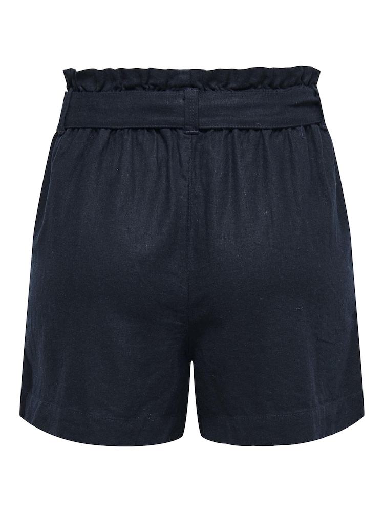 JDY Blue Linen Mix Tie Waist Shorts - Image 5 of 5