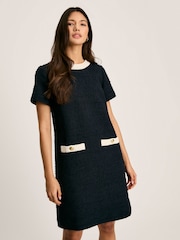 Joules Celeste Navy Blue Mini Boucle Dress - Image 1 of 6
