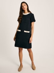 Joules Celeste Navy Blue Mini Boucle Dress - Image 3 of 6