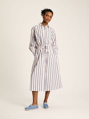 Joules Francesca Blue Printed Tie Waist Shirt Dress - Image 1 of 9