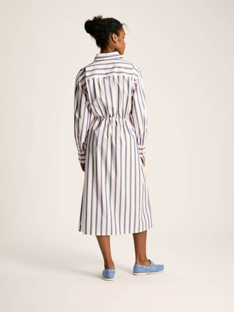 Joules Francesca Blue Printed Tie Waist Shirt Dress - Image 2 of 9