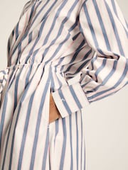Joules Francesca Blue Printed Tie Waist Shirt Dress - Image 5 of 9