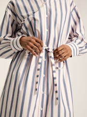 Joules Francesca Blue Printed Tie Waist Shirt Dress - Image 6 of 9