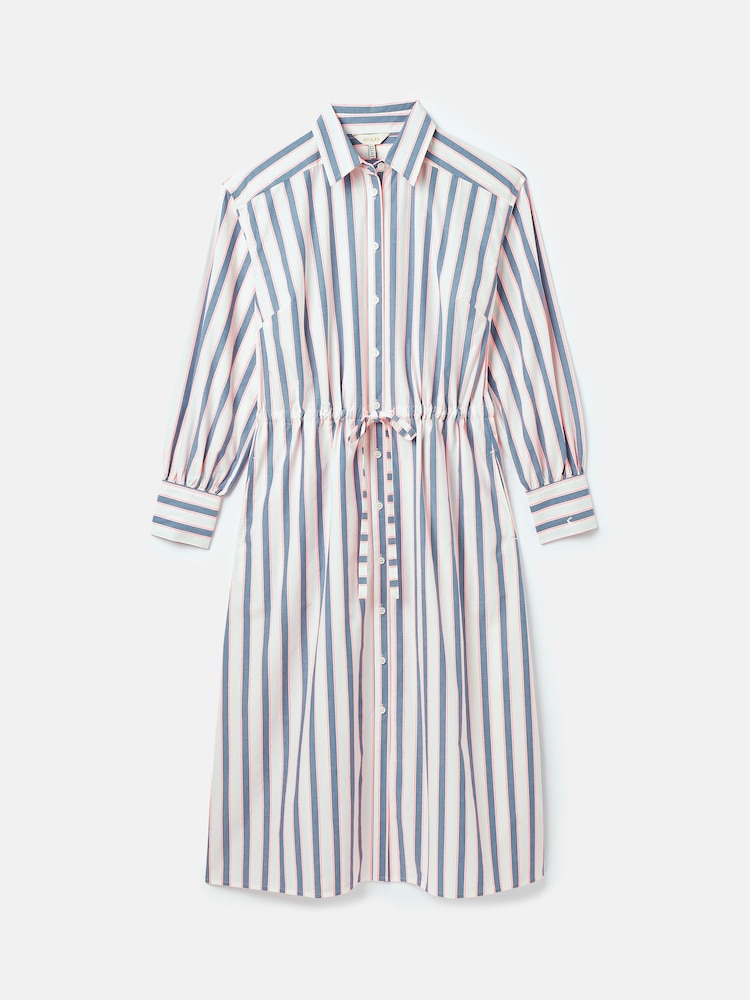 Joules Francesca Blue Printed Tie Waist Shirt Dress - Image 9 of 9