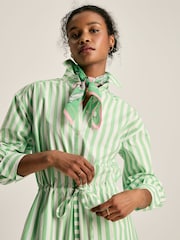 Joules Francesca Green & White Tie Waist Shirt Dress - Image 3 of 7