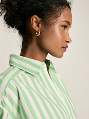 Joules Francesca Green & White Tie Waist Shirt Dress - Image 4 of 7