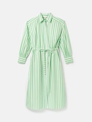 Joules Francesca Green & White Tie Waist Shirt Dress - Image 7 of 7