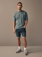 Dark Blue Stretch Denim Shorts - Image 2 of 9