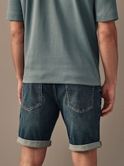 Dark Blue Stretch Denim Shorts - Image 3 of 9