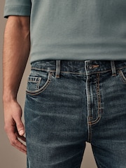 Dark Blue Stretch Denim Shorts - Image 4 of 9