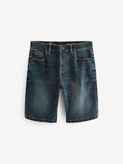 Dark Blue Stretch Denim Shorts - Image 5 of 9