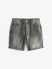 Grey Stretch Denim Shorts - Image 5 of 9