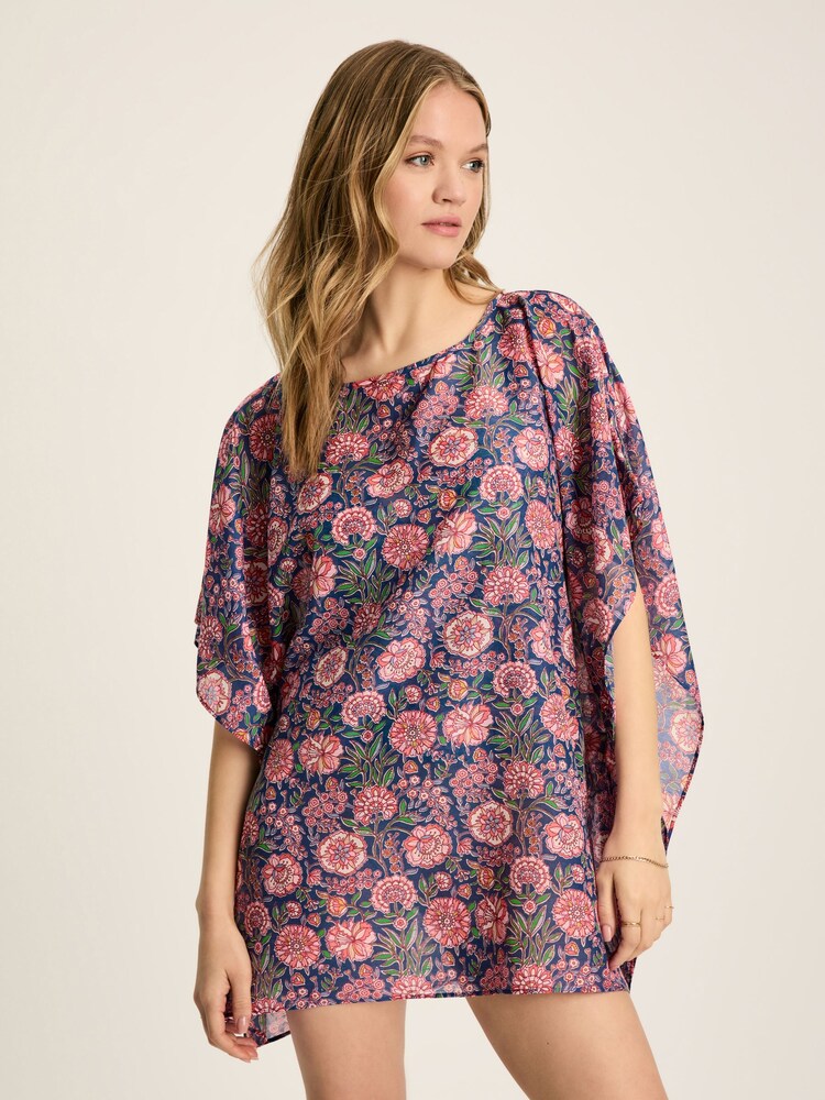 Joules Rosanna Navy & Pink Beach Cover-Up - Image 1 of 7