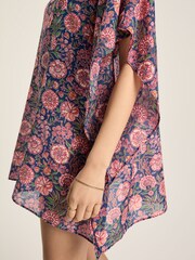 Joules Rosanna Navy & Pink Beach Cover-Up - Image 6 of 7