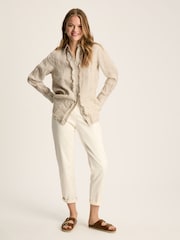 Joules Selene Tan/White 100% Linen Shirt - Image 2 of 7