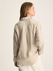 Joules Selene Tan/White 100% Linen Shirt - Image 3 of 7
