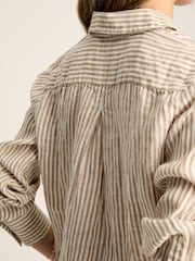 Joules Selene Tan/White 100% Linen Shirt - Image 6 of 7