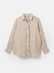 Joules Selene Tan/White 100% Linen Shirt - Image 7 of 7