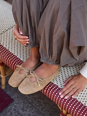 Linzi Natural Arlo Ballet Pumps with Bow Detail - Image 1 of 5
