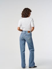 ONLY Medium Blue High Waisted Wide Leg 100% Cotton Jeans - Image 5 of 8