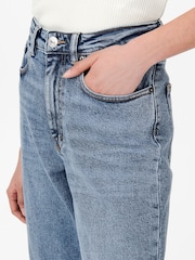 ONLY Medium Blue High Waisted Wide Leg 100% Cotton Jeans - Image 6 of 8