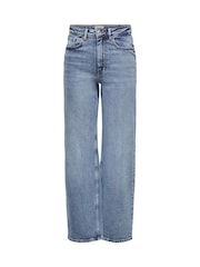 ONLY Medium Blue High Waisted Wide Leg 100% Cotton Jeans - Image 7 of 8