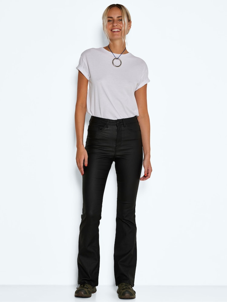 NOISY MAY Black High Waisted Flare 100% Cotton Jeans - Image 3 of 6