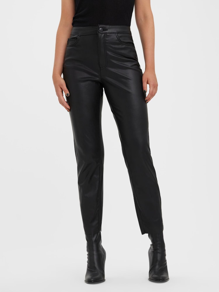 VERO MODA Black Straight Leg Coated Jeans - Image 1 of 6
