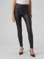 VERO MODA Black High Waisted Coated Skinny Jeans - Image 1 of 4