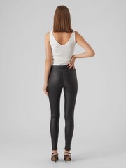 VERO MODA Black High Waisted Coated Skinny Jeans - Image 2 of 4