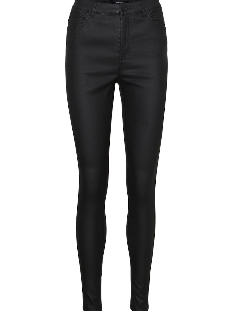 VERO MODA Black High Waisted Coated Skinny Jeans - Image 4 of 4 VERO MODA Black High Waisted Coated Skinny Jeans - Image 4 of 4