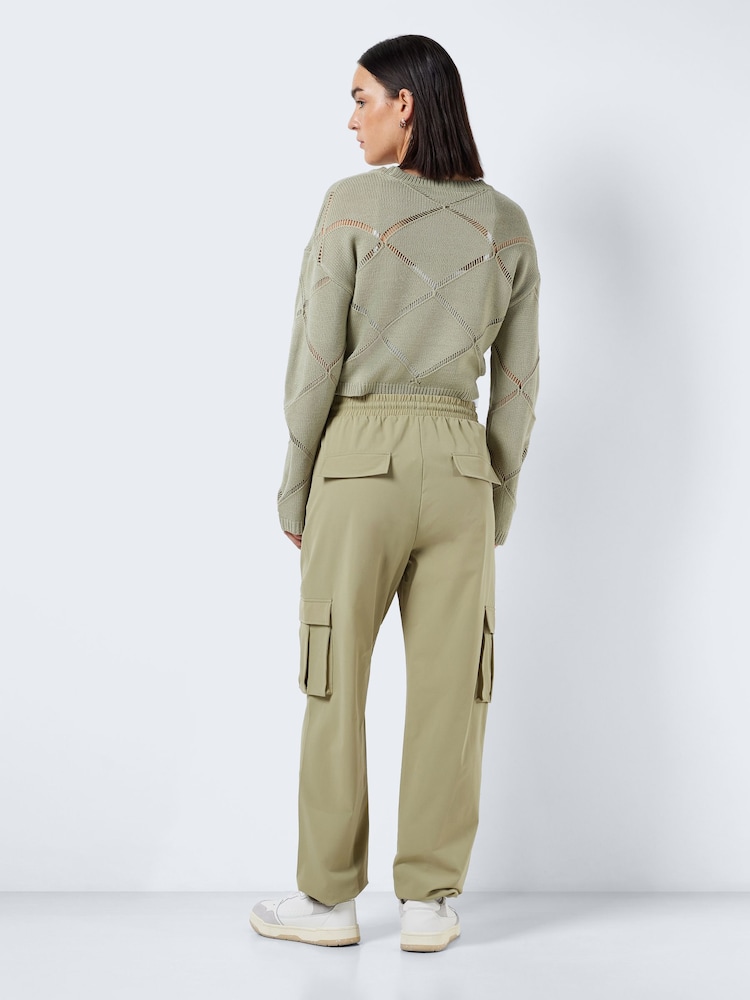 NOISY MAY Green High Waisted Utility Cargo Trousers - Image 2 of 5