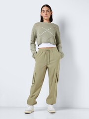 NOISY MAY Green High Waisted Utility Cargo Trousers - Image 3 of 5