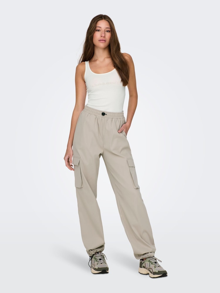 ONLY Cream Cargo Trousers - Image 2 of 7