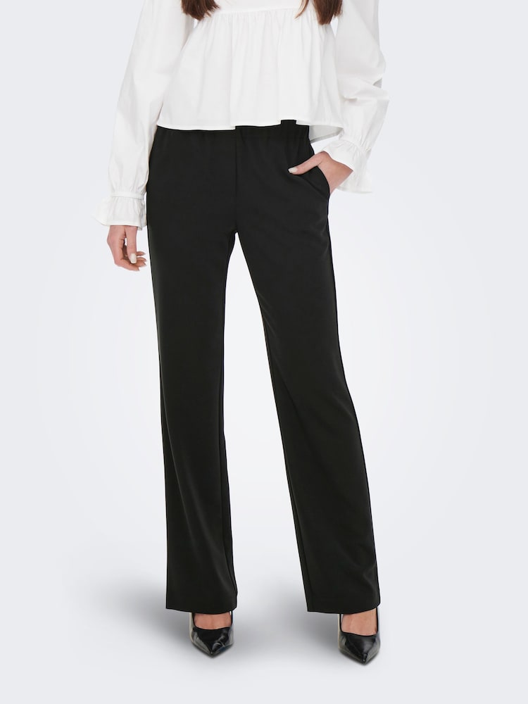 ONLY Black Stretch High Waist Straight Leg Trousers - Image 1 of 5 ONLY Black Stretch High Waist Straight Leg Trousers - Image 1 of 5